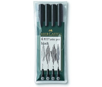 Набір ручок капілярних Faber-Castell PITT ARTIST PENS з 4 типів наконечників чорного кольору, 167100