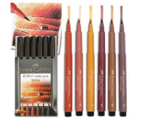 Набір капілярних ручок пензликів Faber-Castell PITT Artistic Pens "Brush" Terra 6 штук, 167106