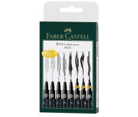 Набір ручок капілярних Faber-Castell PITT ARTIST PEN з 8 типів наконечників чорного кольору, 167137