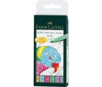 Набір капілярних ручок пензликів Faber-Castell PITT Artist Pens "Brush" Pastel 6 штук, 167163