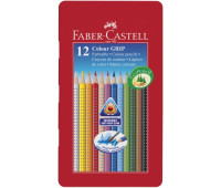 Акварельные карандаши Faber-Castell Grip 12 цветов в метал. коробке - 112413
