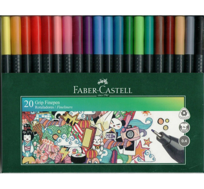 Линер Faber-Castell набор 20 цв Grip fine pen 0,4 мм 151620