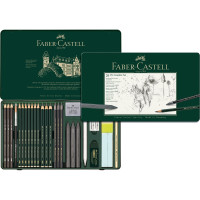 Набір графітний Faber-Castell PITT Monochrome 26 предметів в металевій коробці, 112974