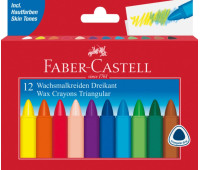 Олівці воскові Faber-Castell Triangular тригранні в картонній коробці 12 кольорів, 120010
