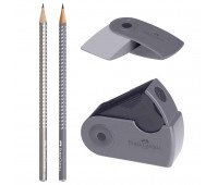 Набір Faber-Castell 2 чернографитных олівця Grip Sparkle з точилкою і ластиком Sleeve, 218482