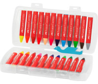 Олівці воскові Faber-Castell Jumbo Wax Crayon Triangula, тригранні у пластиковому пеналі 24 кольору, 120034