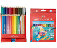 Акварельні олівці Faber-Castell 48 кольорів в картонній коробці з точилкою і пензликом, 114448