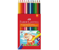 Олівці потовщені кольорові Faber-Castell JUMBO тригранні 5.4 мм + точилка, 12 кольорів, 116501
