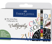 Набір капілярних ручок для каліграфії Faber-Castell PITT Calligraphy з 8 кольорів, 167508
