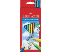 Олівці кольорові потовщені Faber-Castell JUMBO 10 кольорів тригранні + точилка, 116510