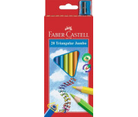 Олівці кольорові потовщені Faber-Castell JUMBO 20 кольорів тригранні + точилка, 116520