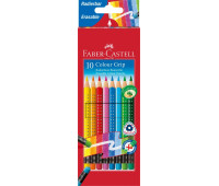 Кольорові олівці з ластиком Faber-Castell Grip 10 кольорів в картонній коробці, 116613