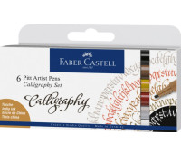 Набір капілярних ручок для каліграфії Faber-Castell PITT Calligraphy з 6 кольорів, 167506