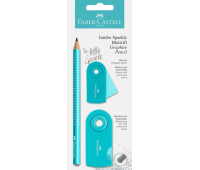 Набір Faber-Castell 1 потовщений олівець чорнографітний Jumbo Grip Sparkle + точила і ластик Sleeve, 111676