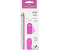 Набір Faber-Castell 2 олівця чернографитных Grip Sparkle Pearl з точилкою і ластиком Sleeve, 218477