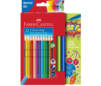 Акварельні кольорові олівці Faber-Castell Grip 12 кольорів + 2 фломастера, 201640