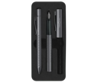 Подарочный набор ручек Faber-Castell GRIP Edition в металлическом пенале черный, шарик + перо, 201626