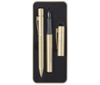 Подарунковий набір ручок Faber-Castell GRIP Gold Edition в металевому пеналі, кулька + перо, 201625