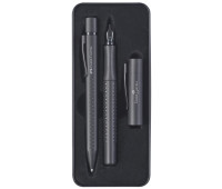 Подарунковий набір ручок Faber-Castell GRIP Edition в металевому пеналі чорний, кулька + перо, 201626