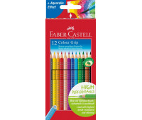 Акварельні кольорові олівці Faber-Castell Grip 12 кольорів в картонній коробці, 112412