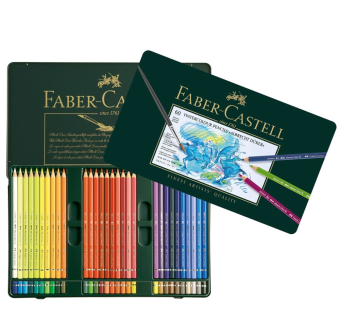 Набір акварельних олівців Faber - Castell Albrecht Дюрера 60 кольорів в металевій коробці, 117560