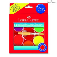 Акварельні фарби 12 кольорів Faber - Castell сухі, D 40 мм, з пензликом, 125015