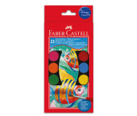 Акварельні фарби сухі Faber-Castell 21 колір + 2 пензлики, d = 30 мм в пластиковому піддоні, 125021