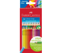 Акварельні кольорові олівці Faber-Castell Grip 24 кольору в картонній коробці, 112424